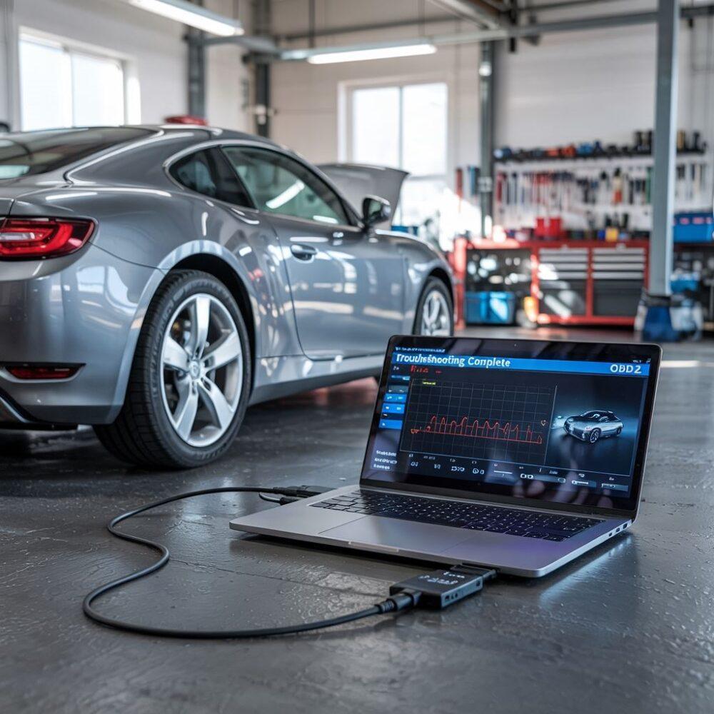 Laptop z oprogramowaniem diagnostycznym