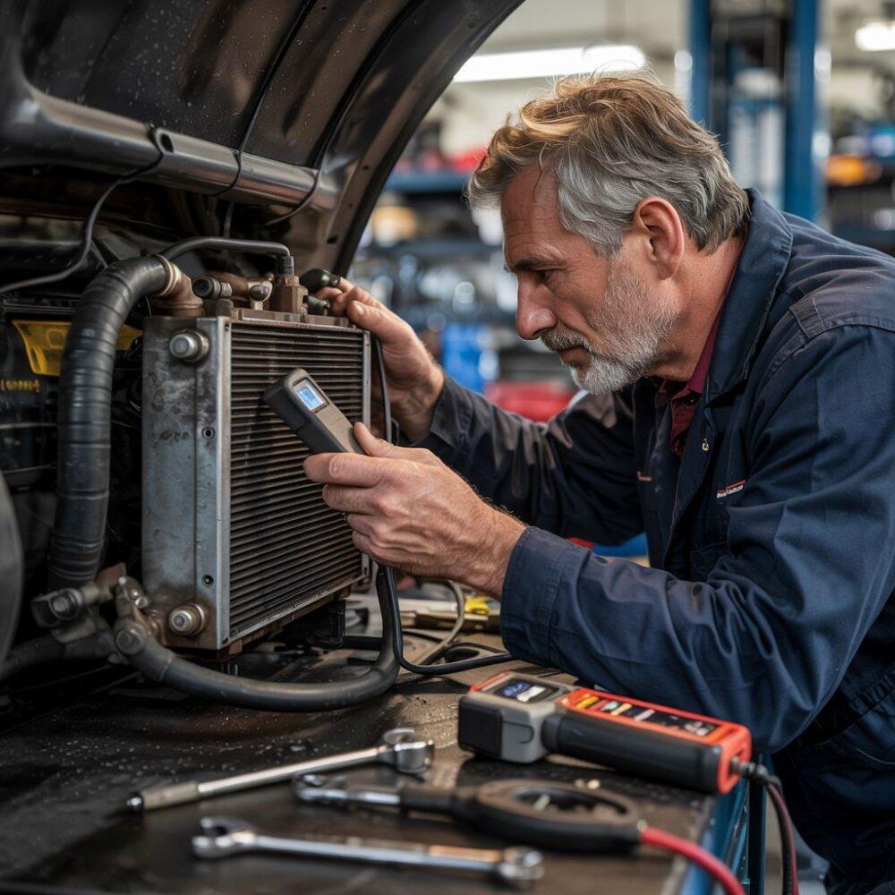 Mechanik sprawdza układ chłodzenia
