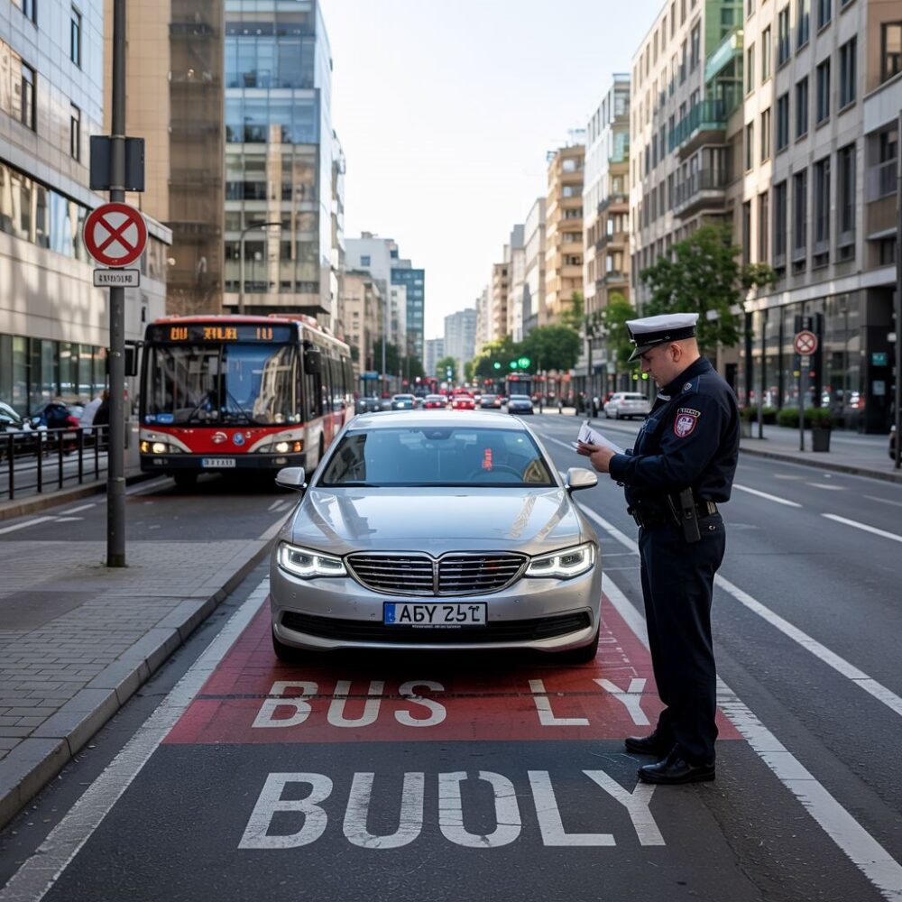 Policja przy buspasie