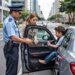 Policjant sprawdza dokumenty