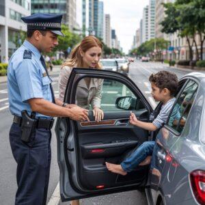 Policjant sprawdza dokumenty