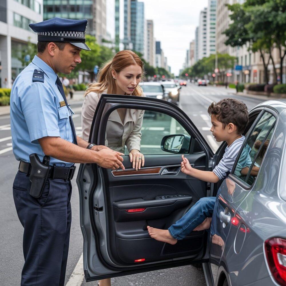 Policjant sprawdza dokumenty