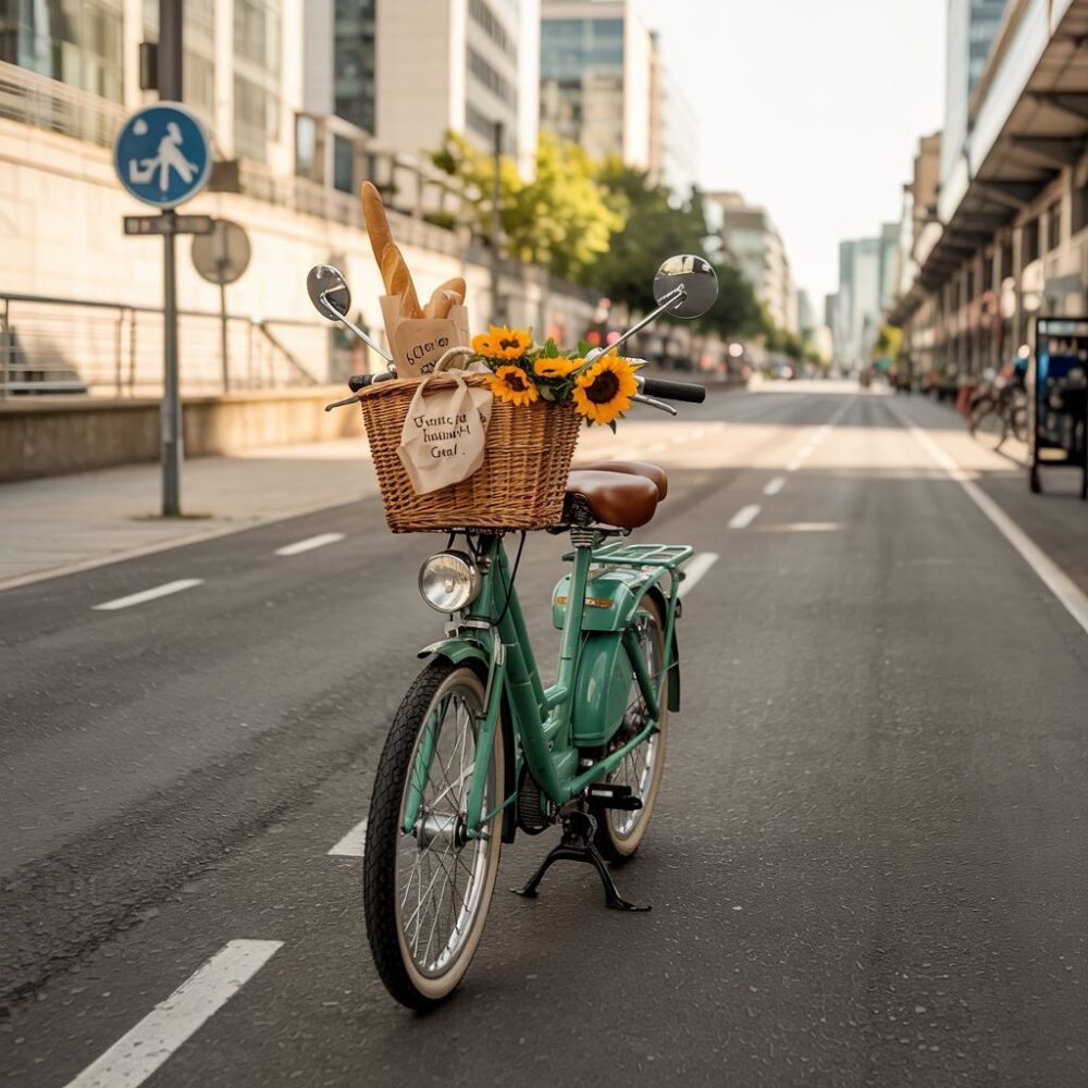 Ścieżka rowerowa z motorowerem