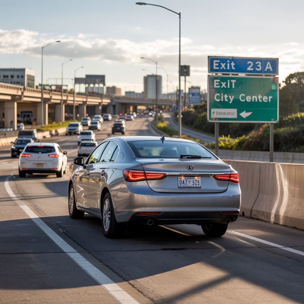 cofanie samochodu na drodze ekspresowej