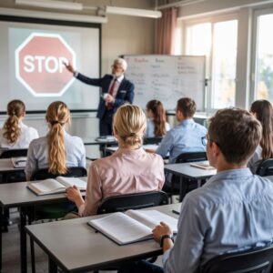 instruktor prowadzi wykład