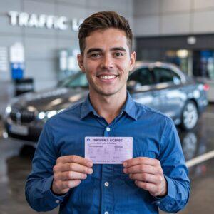 kierowca w samochodzie