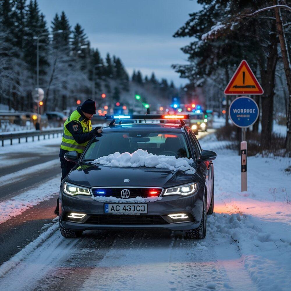 mandat za śnieg samochód