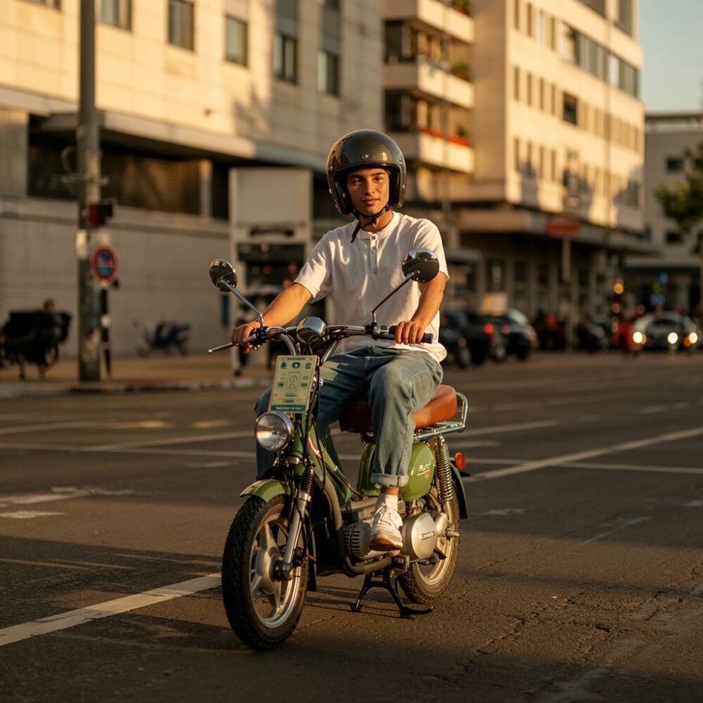 młody kierowca motoroweru