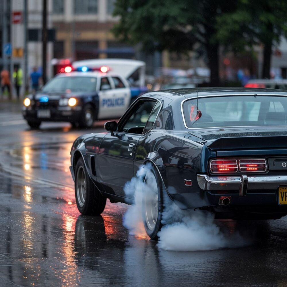 policjant przy samochodzie