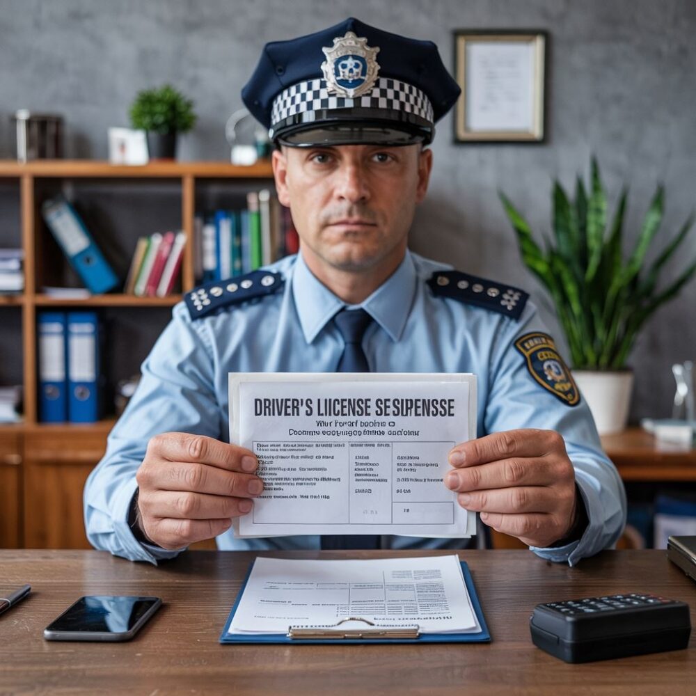 policjant z odebranym prawem jazdy