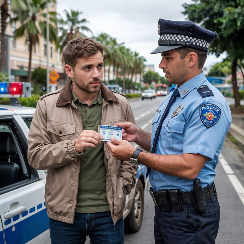 policjant zabiera dokument