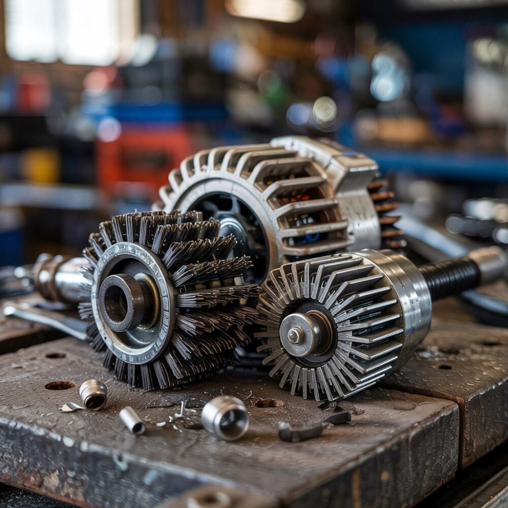 zużyte szczotki alternatora