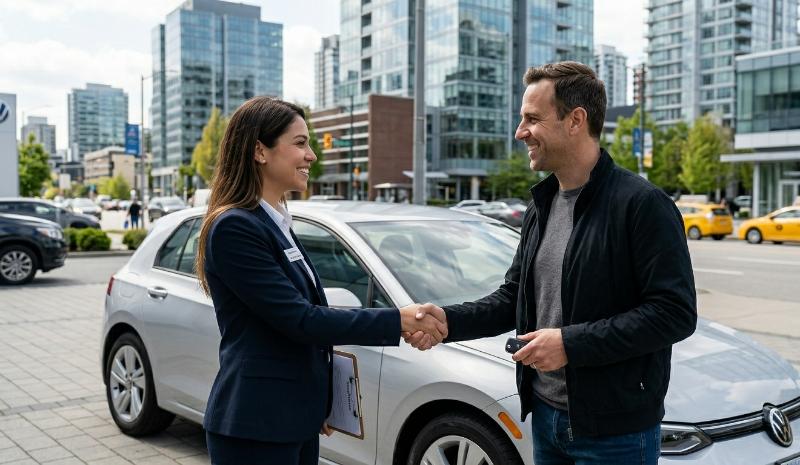 Uścisk dłoni po sprzedaży samochodu